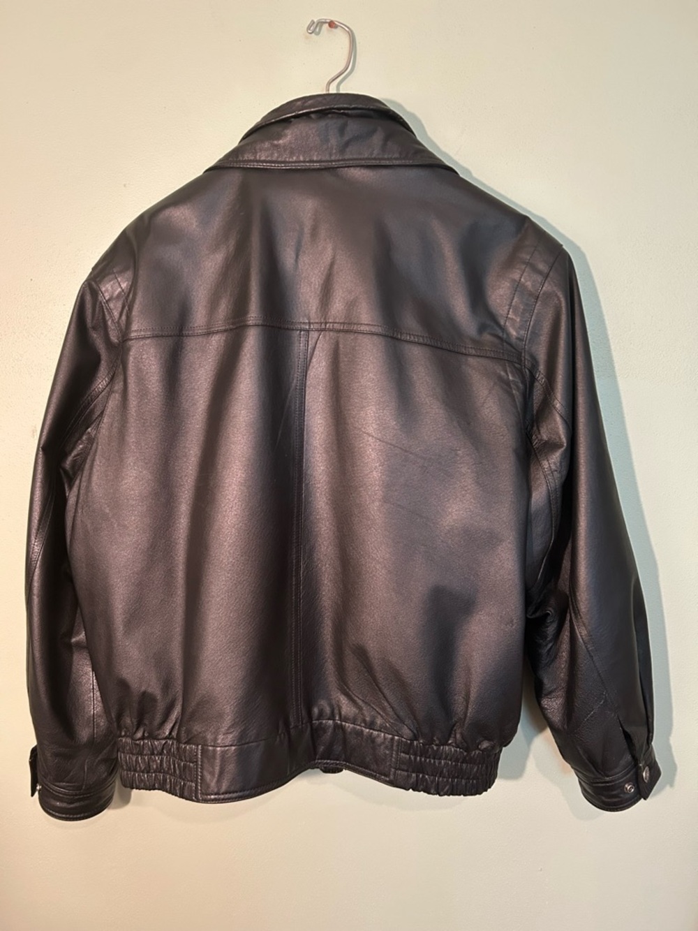 Vintage Wilson Black Leather Bomber Jacket Men Xtra Large - Picture 4 of 9
